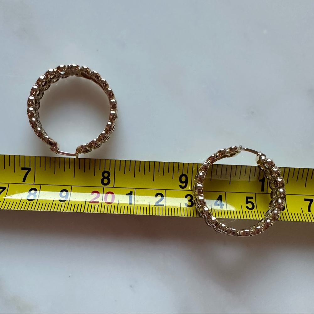 VIBRANT 10K GEMSTONE HOOP EARRINGS -12.5 GRAMS !! - Picture 6 of 15